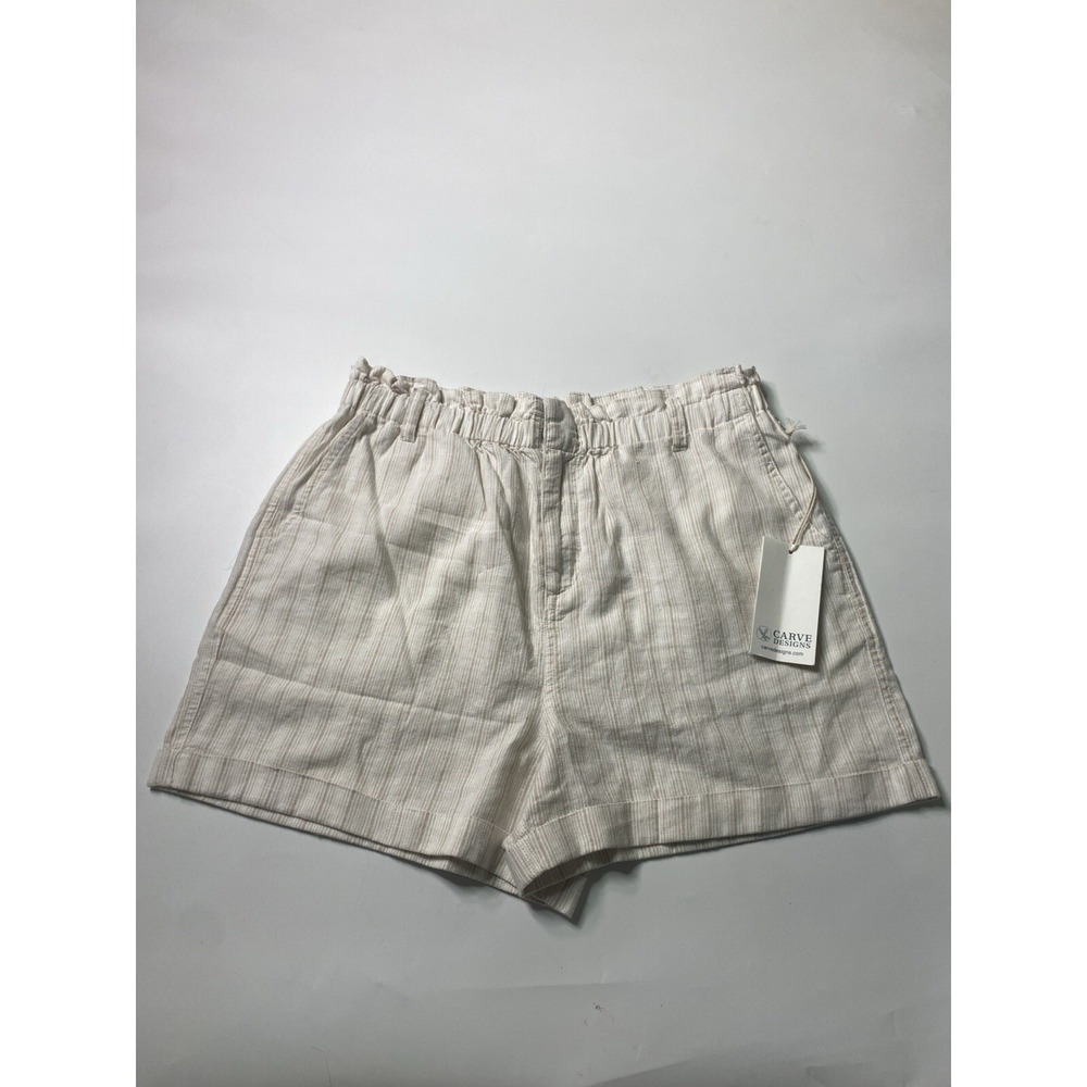 Carve Designs Women Size 12 4" Journey Linen Shorts Bryon‎ Striped Coastal NWT